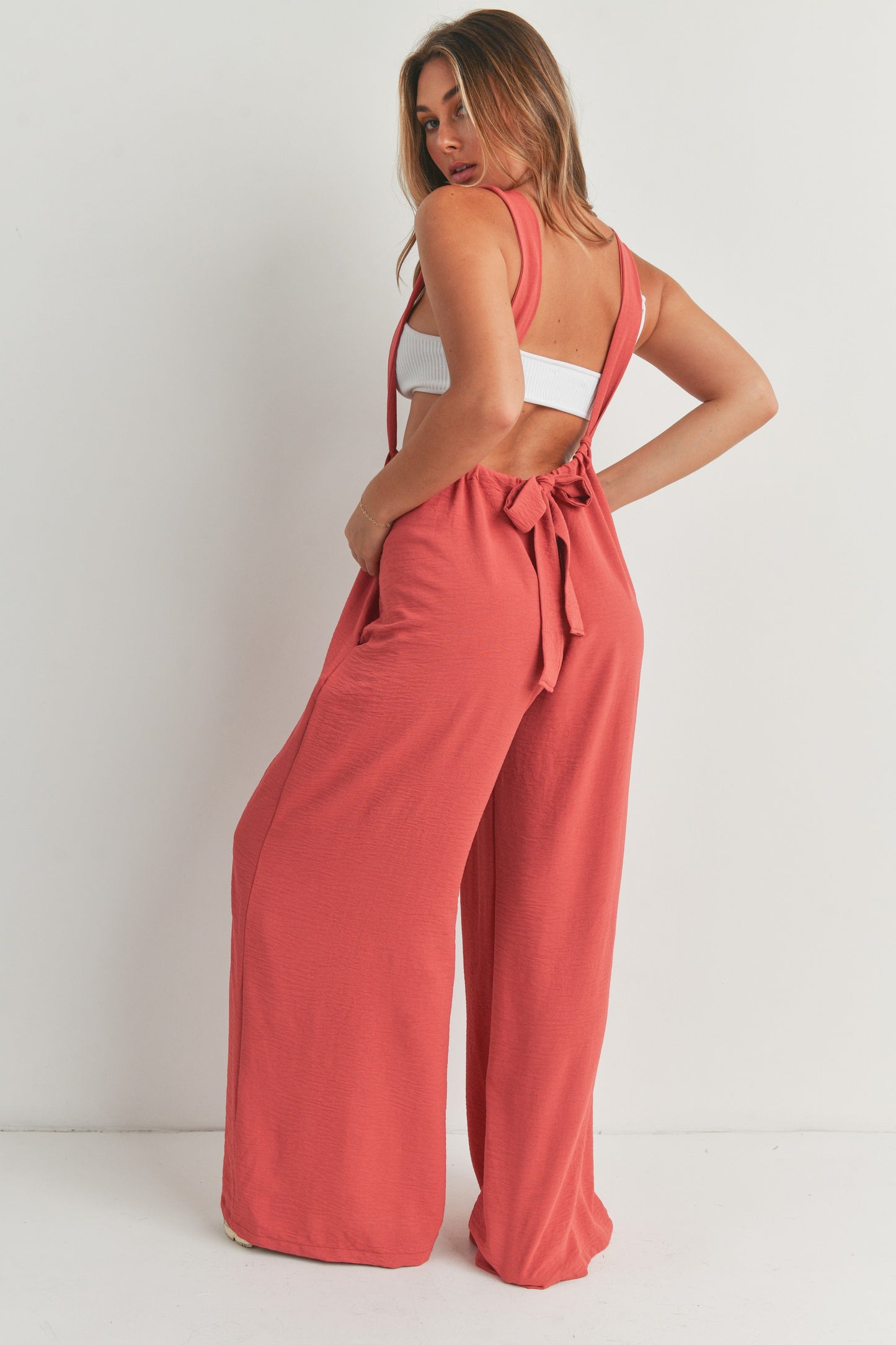 Overall Wide Leg Pants Suspender Jumpsuit