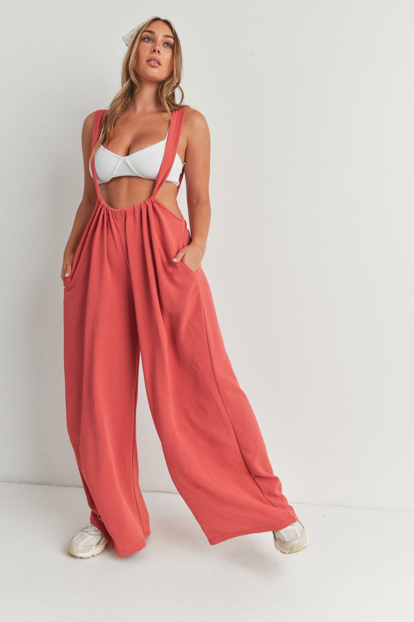 Overall Wide Leg Pants Suspender Jumpsuit