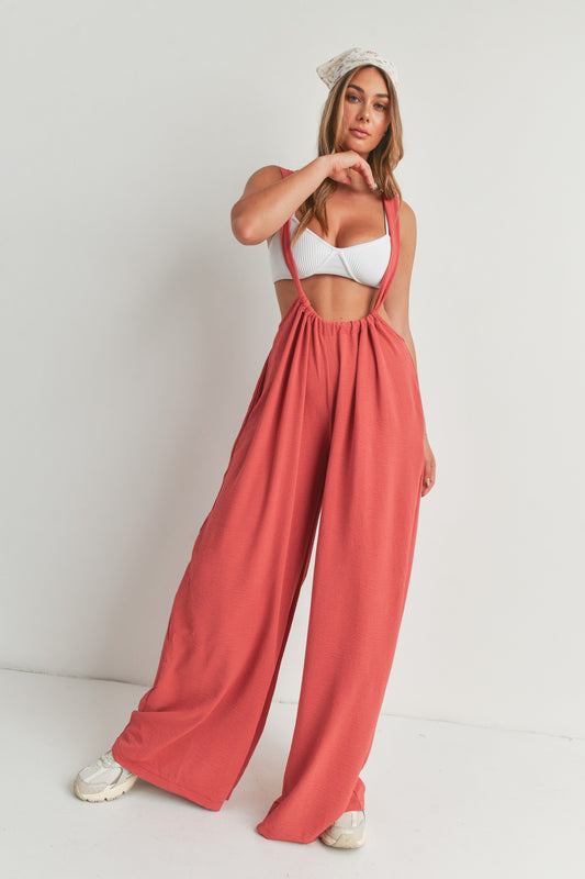 Overall Wide Leg Pants Suspender Jumpsuit