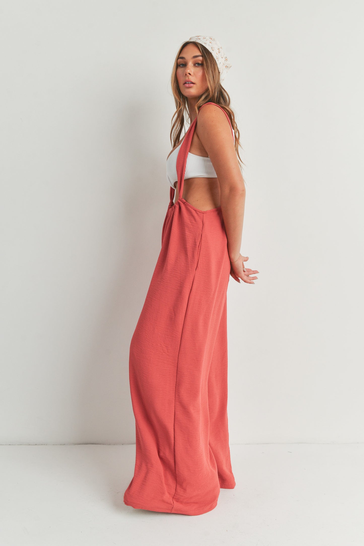 Overall Wide Leg Pants Suspender Jumpsuit